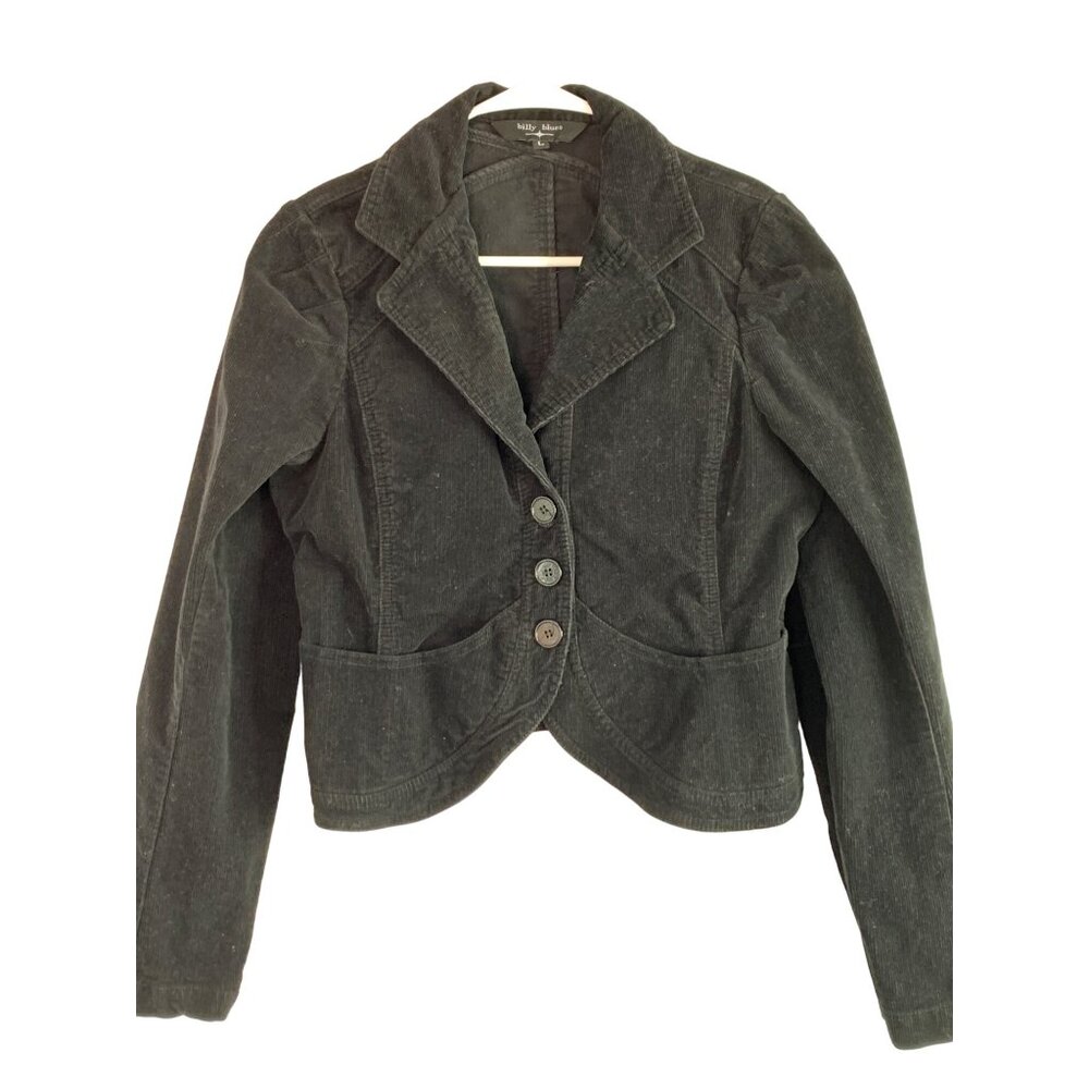 VTG 90s Women’s Billy Blues size L Jr black crop riding jacket blazer 6195